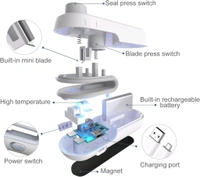 Smart Tech Portable Mini Sealing Machine, 2 in 1 USB Rechargeable Magnetic Heat Sealing & Cutting - Gray