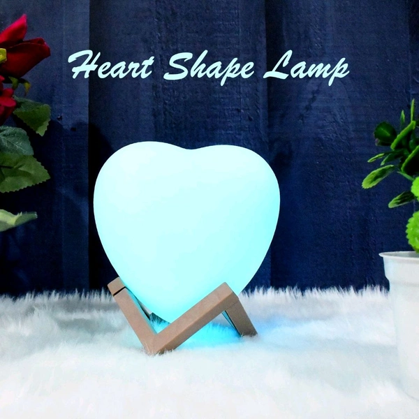 AVM 3D Heart Shape Moon Night Lamp with Stand - Bedroom Decor Light (13x12 cm) | Romantic Home Night Lamp