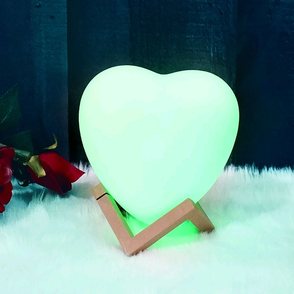 AVM 3D Heart Shape Moon Night Lamp with Stand - Bedroom Decor Light (13x12 cm) | Romantic Home Night Lamp