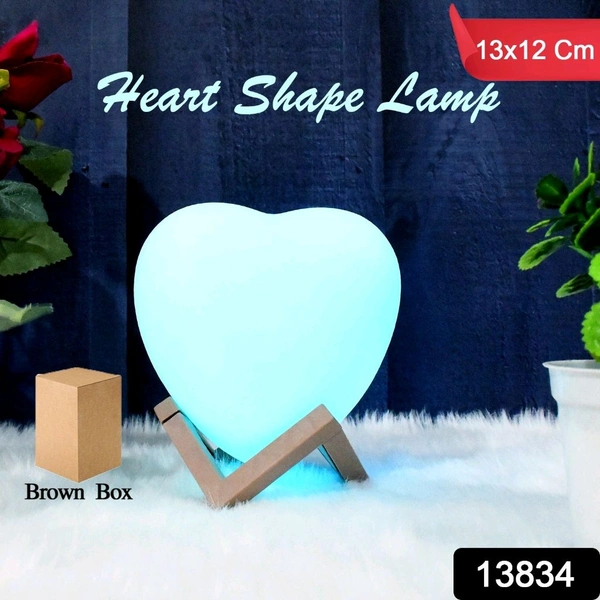AVM 3D Heart Shape Moon Night Lamp with Stand - Bedroom Decor Light (13x12 cm) | Romantic Home Night Lamp