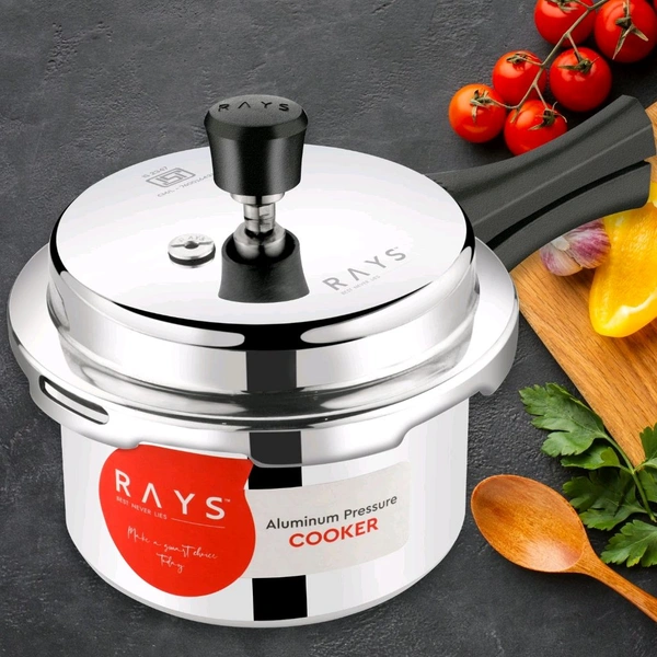 RAYS Aluminium Rays Aura 3.5L Induction Base Pressure Cooker – Easy Open Outer Lid, Heavy Bottom for Healthy Cooking
