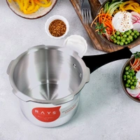 RAYS Aluminium Rays Aura 3.5L Induction Base Pressure Cooker – Easy Open Outer Lid, Heavy Bottom for Healthy Cooking