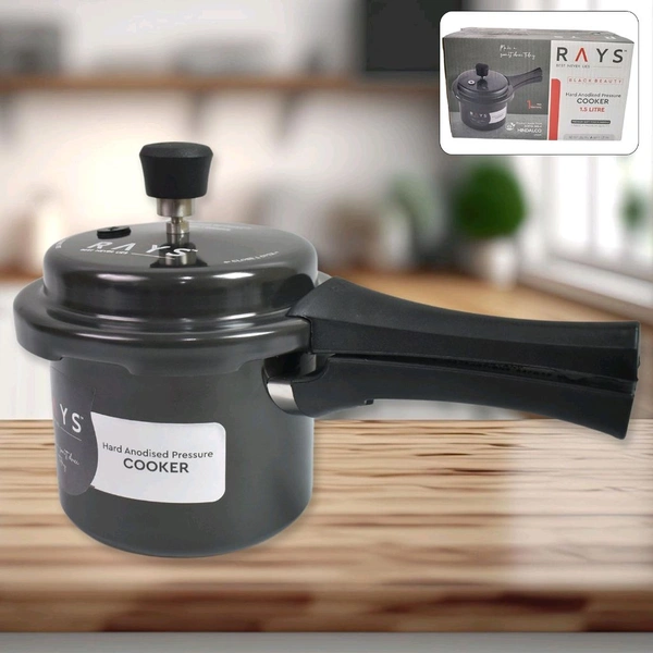 RAYS Aluminium Rays Black Beauty Cooker: Healthy 1.5L Pressure Cooking with Induction Base