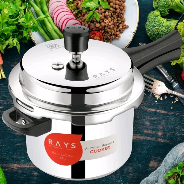 RAYS Aluminium Rays Aura Pressure Cooker 5.5L: Healthy Cooking with Induction Base & Easy Lid