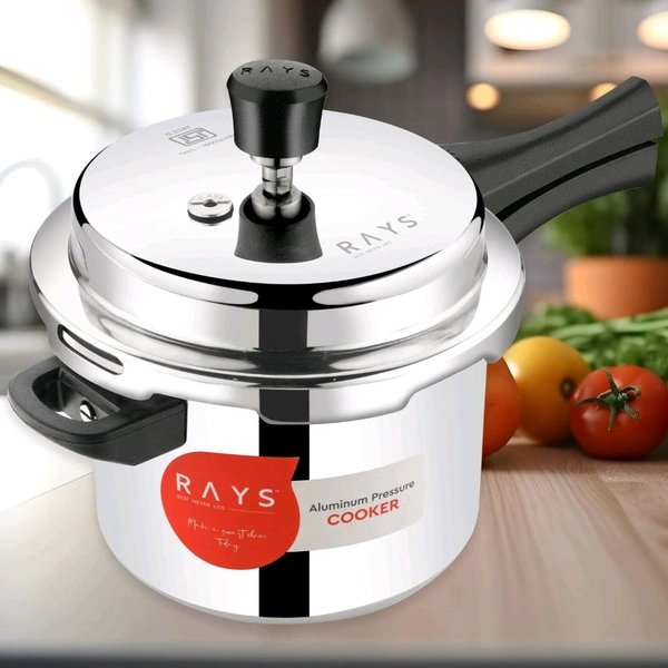 RAYS Aluminium Rays Aura Pressure Cooker 5.5L: Healthy Cooking with Induction Base & Easy Lid