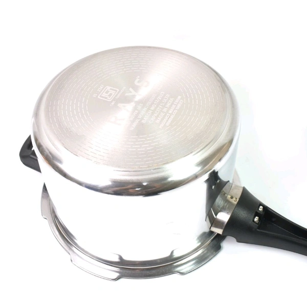 RAYS Aluminium Rays Aura Pressure Cooker 5.5L: Healthy Cooking with Induction Base & Easy Lid