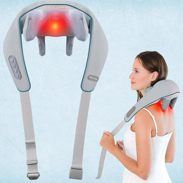 V-Tech Rechargeable Neck & Shoulder Massager with Heat – Deep Tissue Shiatsu Massage Machine for Ultimate Relaxation
