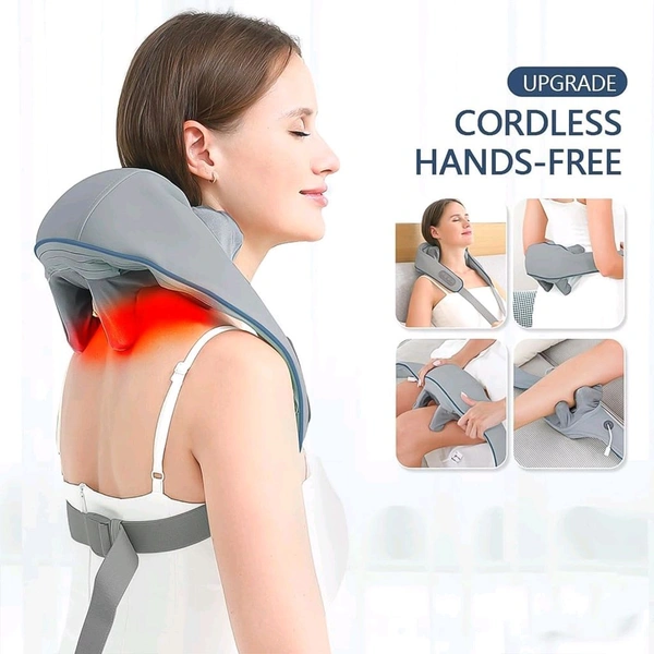 V-Tech Rechargeable Neck & Shoulder Massager with Heat – Deep Tissue Shiatsu Massage Machine for Ultimate Relaxation