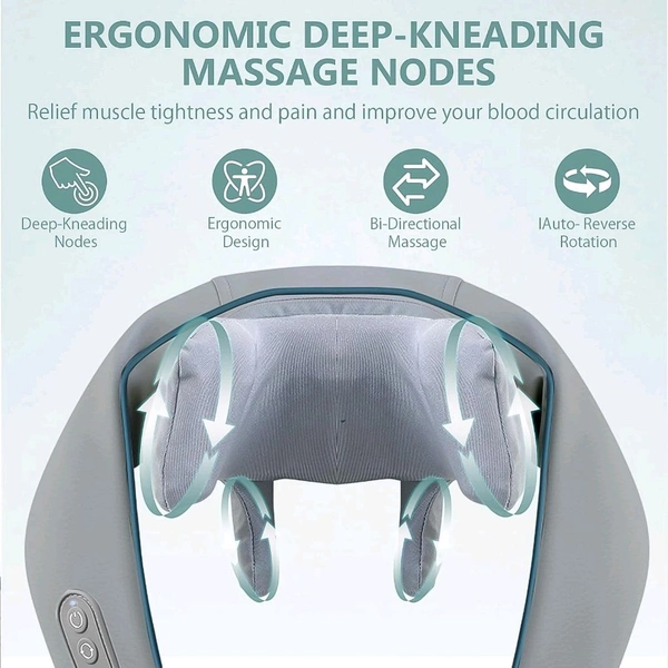 V-Tech Rechargeable Neck & Shoulder Massager with Heat – Deep Tissue Shiatsu Massage Machine for Ultimate Relaxation