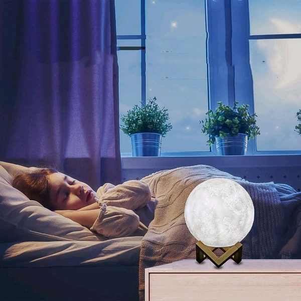 AVM Moon Night Lamp with Stand – Perfect Bedroom Decor (15x13 cm)
