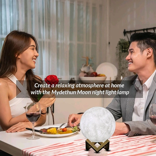 AVM Moon Night Lamp with Stand – Perfect Bedroom Decor (15x13 cm)