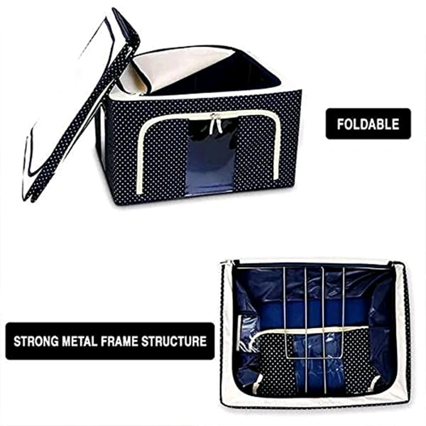Home Lite Large 66L Foldable Steel Frame Storage Box for Bedding, Toys & Clothes