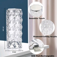 AVM Crystal Touch Night Light: 16-Color Rose Diamond Table Lamp with Remote Control