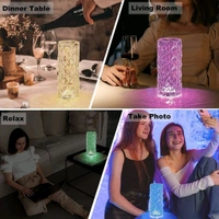 AVM Crystal Touch Night Light: 16-Color Rose Diamond Table Lamp with Remote Control