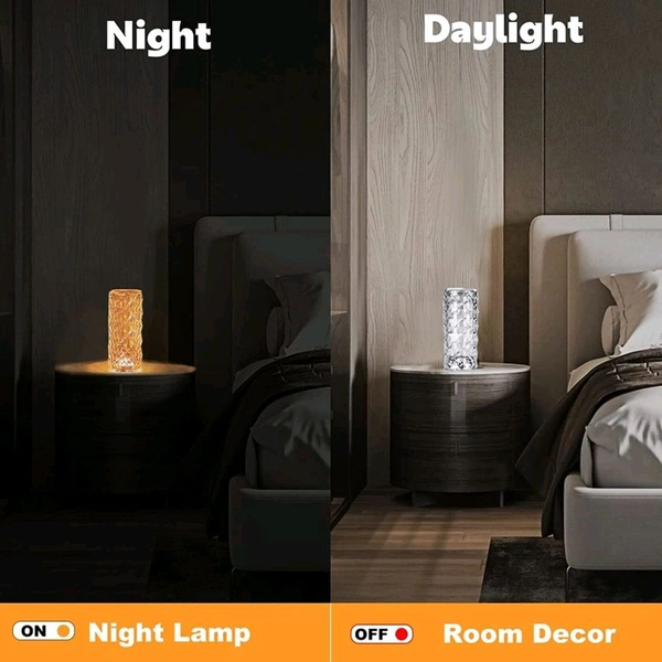 AVM Crystal Touch Night Light: 16-Color Rose Diamond Table Lamp with Remote Control
