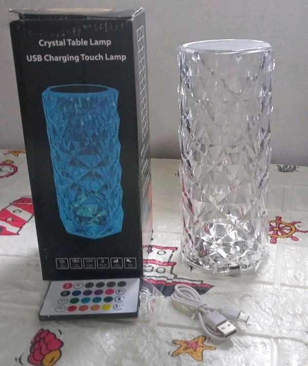 AVM Crystal Touch Night Light: 16-Color Rose Diamond Table Lamp with Remote Control