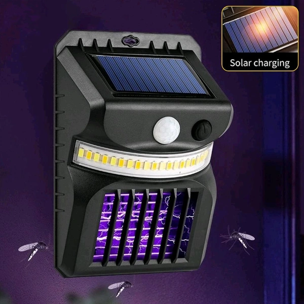 2-in-1 Solar Mosquito Zapper & Motion Sensor Light - Outdoor Bug Zapper for Backyard, Garden & Doorways