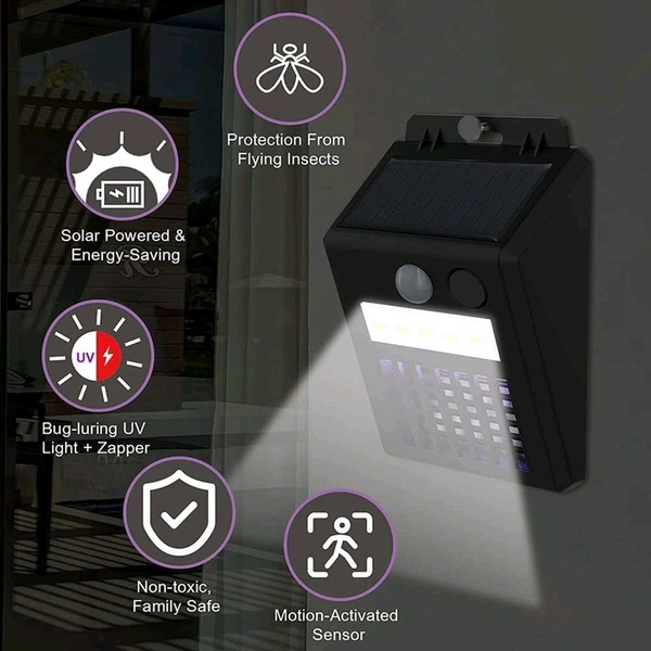 AVM 2-in-1 Solar Mosquito Zapper & Motion Sensor Light - Outdoor Bug Zapper for Backyard, Garden & Doorways