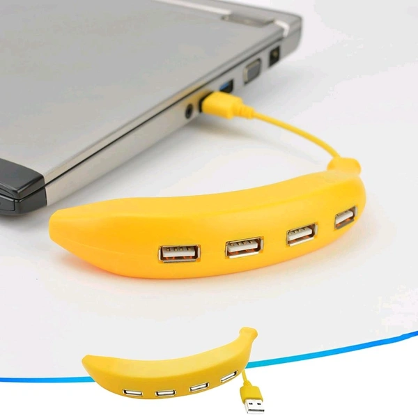 Banana-Shaped 4-Port USB Hub – Fun & Functional USB 2.0 Splitter for PC & Laptop