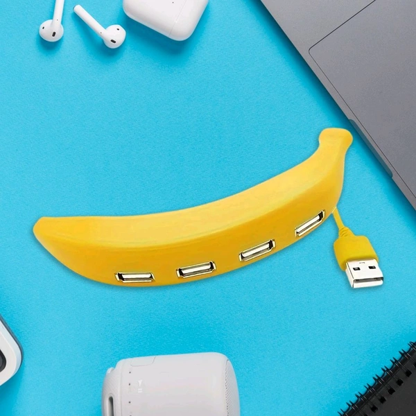V-Core Banana-Shaped 4-Port USB Hub – Fun & Functional USB 2.0 Splitter for PC & Laptop
