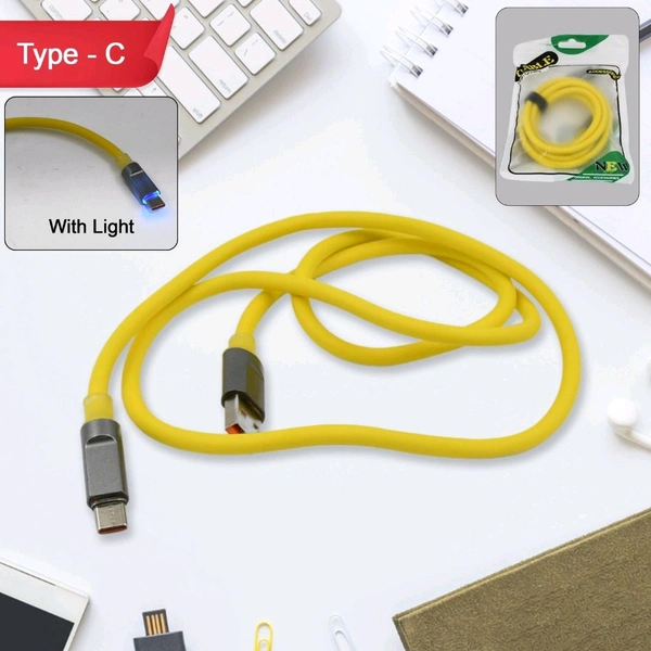 V-Tech Type C data cable Fast Charging, Data Transfer Cable, Cable For All C Type Mobile Use With Light (1 Mtr. / 1 Pc)