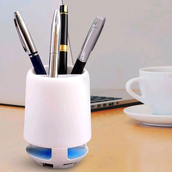 V-Tech Multifunctional 4 Compartment Pen Holder with Bluetooth Speaker 5 W Bluetooth Speaker Laptop / Desk Speaker / Table Lamp / Night Lamp Smart Color Changing Pen Stand Wireless Bluetooth Speaker