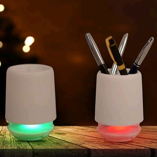 V-Tech Multifunctional 4 Compartment Pen Holder with Bluetooth Speaker 5 W Bluetooth Speaker Laptop / Desk Speaker / Table Lamp / Night Lamp Smart Color Changing Pen Stand Wireless Bluetooth Speaker