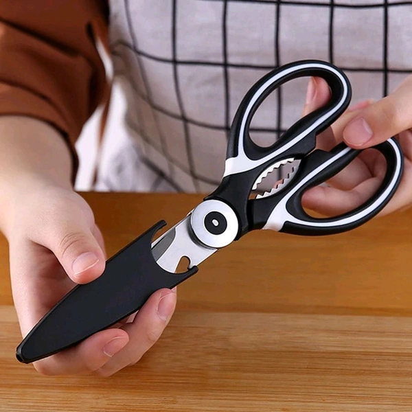 Viva 3 in1 Multi-Function Kitchen Household for Vegetables, Fruit, Cheese & Meat Slices with Bottle Opener Stainless Steel Sea Food Scissor (1 Pc )