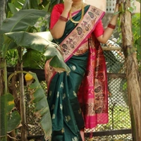 Soft Lichi Silk Saree - green, free
