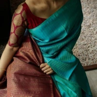 Soft LICHI Silk Saree - red, 5.50