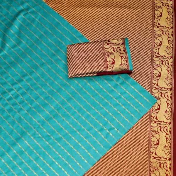 Soft LICHI Silk Saree - light blue, 5.50 mtr