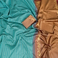 Soft LICHI Silk Saree - light blue, 5.50 mtr