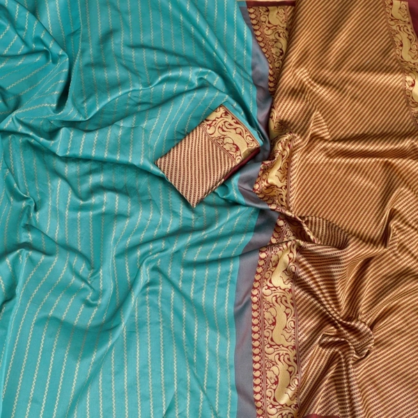 Soft LICHI Silk Saree - light blue, 5.50 mtr