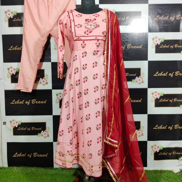 Heavy Cotton Silk Digital Print Gown - light pink, upto XXL