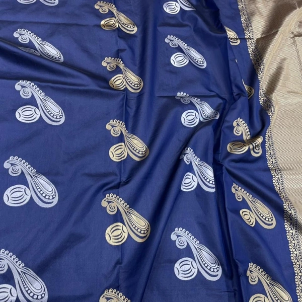 Soft Litchi Silk Saree - Light Blue, 5.5 mtrs