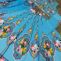 Digital Printed Designer Lehenga (Celebrity Inspired By Madhuri Dixit) - sky blue, upto 44" ,Flair:- 6 meter