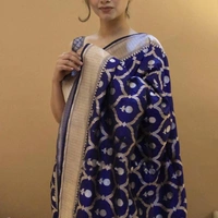 Soft Litchi Silk Saree - dark blue, 5.5m.