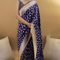 Soft Litchi Silk Saree - dark blue, 5.5m.
