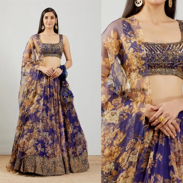 Organza Lehenga Choli With Duppata - refer pics, upto XXL
