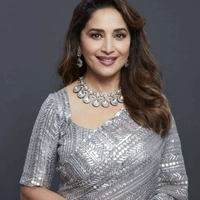 New Fancy Saree (Celebrity Inspired by Madhuri Dixit Nene) - silver, 5.5mtrs