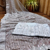 New Fancy Saree (Celebrity Inspired by Madhuri Dixit Nene) - silver, 5.5mtrs