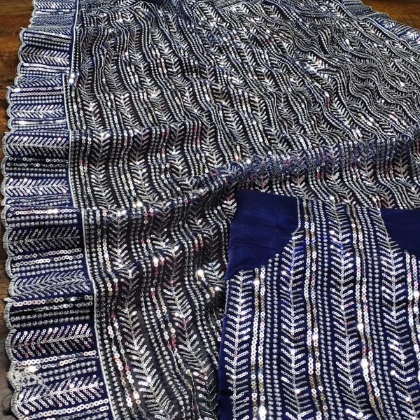 New Fancy Saree (Celebrity Inspired by Malaika Arora ) ) - blue, 5.5mtrs