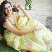 Handloom Organza Saree - yellow, 5.5 mtrs