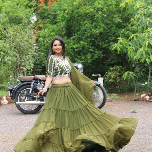 Designer Georgette Lehenga  - Mehendi , refer youtube description