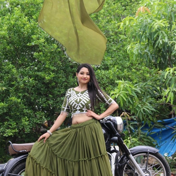Designer Georgette Lehenga  - Mehendi , refer youtube description
