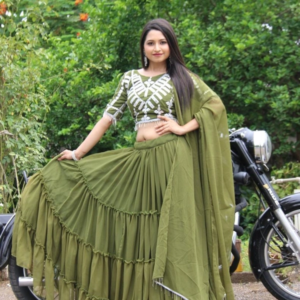 Designer Georgette Lehenga  - Mehendi , refer youtube description
