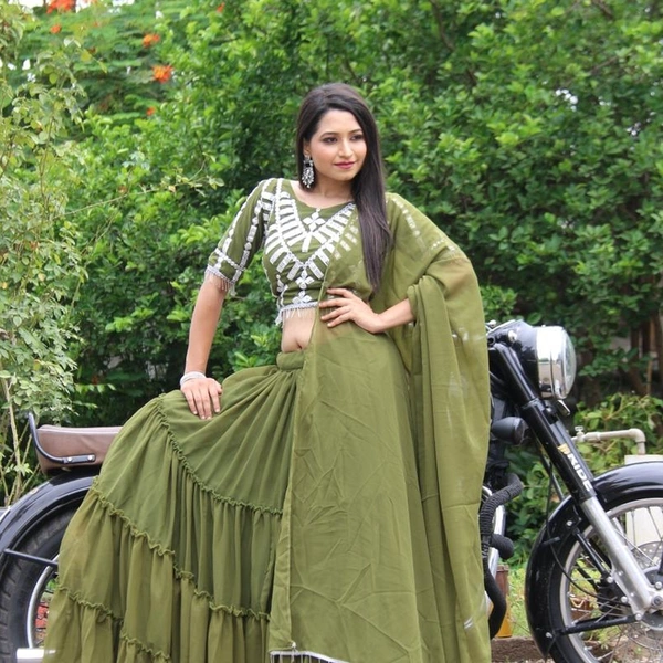 Designer Georgette Lehenga  - Mehendi , refer youtube description