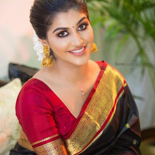 The Pure Kanchipuram Saree - black, 5.50mtrs