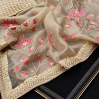 Soft Pure Khadi Organza Saree - cream , 6.6 mtrs