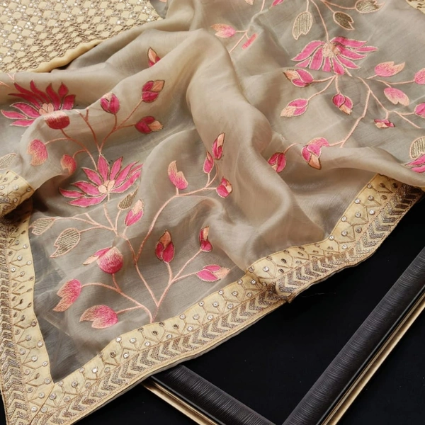 Soft Pure Khadi Organza Saree - cream , 6.6 mtrs
